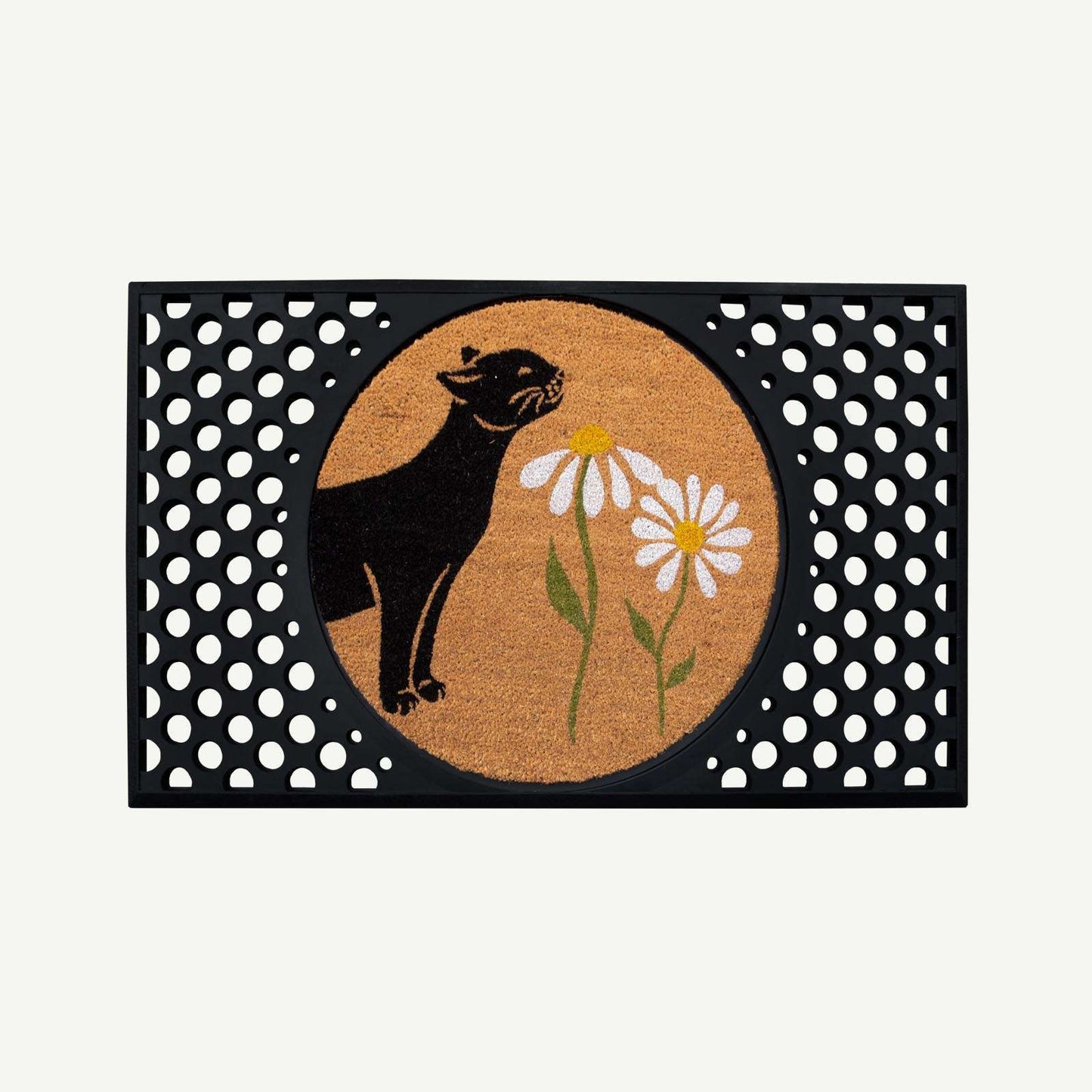 spring kitty sniffs the daisies - convertible entrance doormat -4 Cats & Dogs Home Furnishings Inc