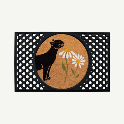 spring kitty sniffs the daisies - convertible entrance doormat -4 Cats & Dogs Home Furnishings Inc