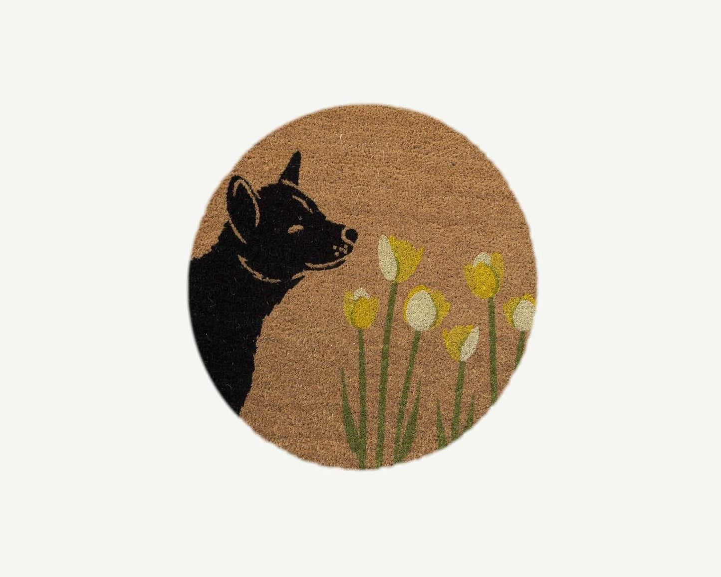 spring dog sniffs the tulips - convertible entrance doormat-4 Cats & Dogs Home Furnishings Inc