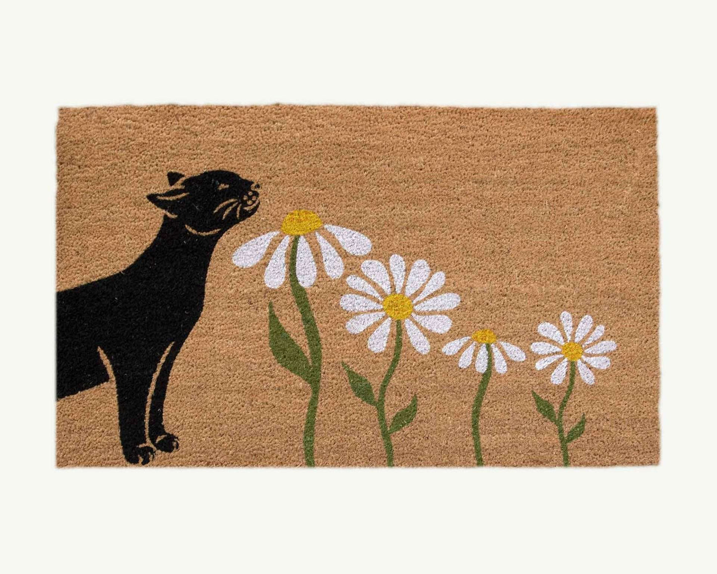 spring kitty sniffs the daisies - convertible entrance doormat -4 Cats & Dogs Home Furnishings Inc