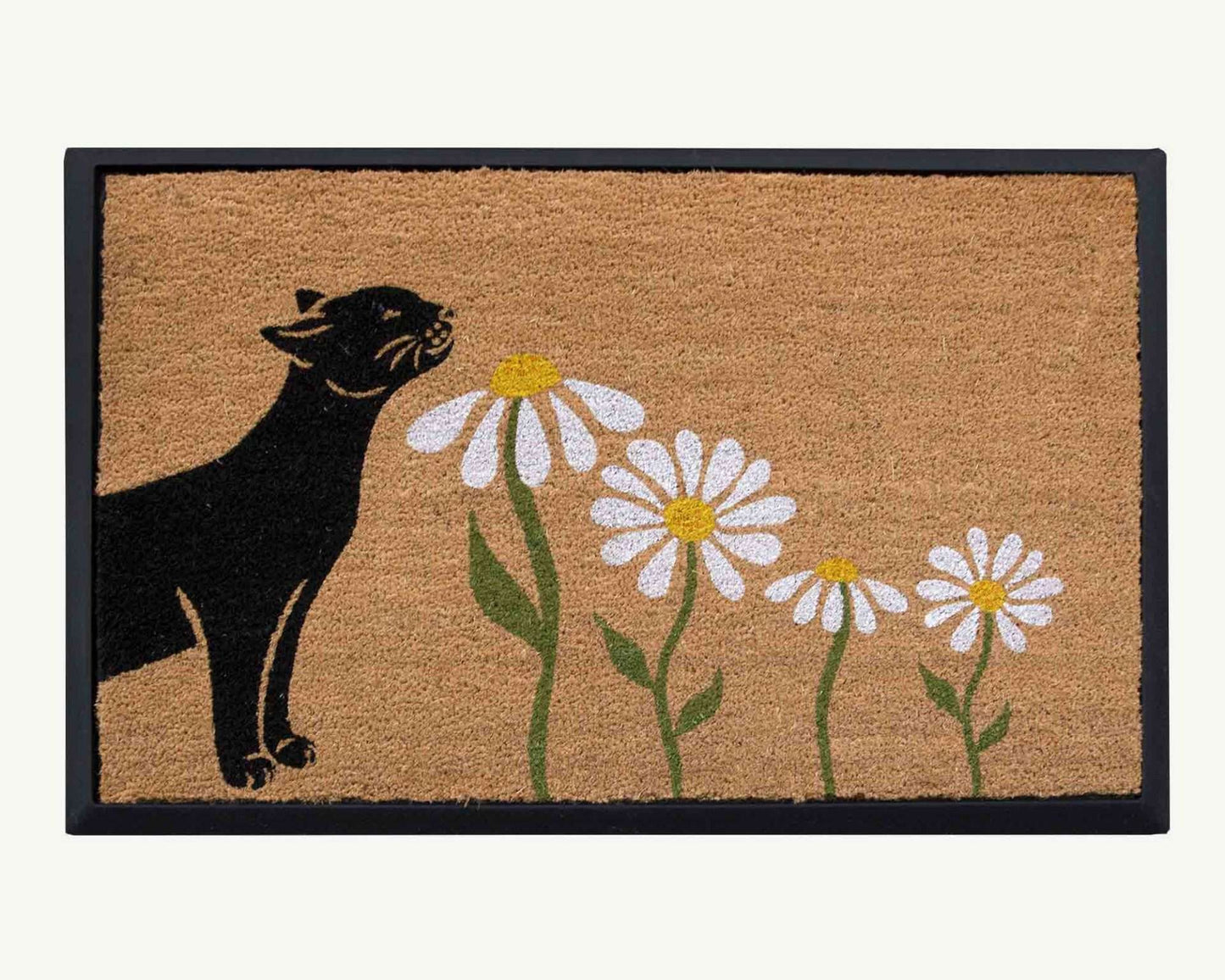 spring kitty sniffs the daisies - convertible entrance doormat -4 Cats & Dogs Home Furnishings Inc