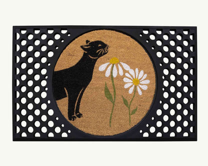 spring kitty sniffs the daisies - convertible entrance doormat -4 Cats & Dogs Home Furnishings Inc